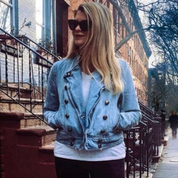 Free People Military Motto Double Breasted Denim Jacket - Picture 5 of 11